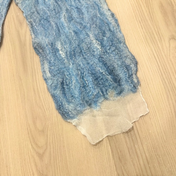 Handmade Felted Merino Wool and Silk Chiffon Scarf - Picture 2 of 6
